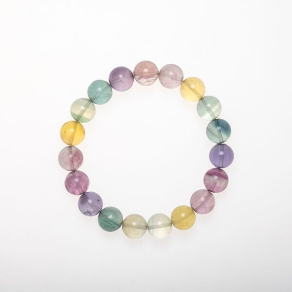 Fluorite Healing Bracelet with Rainbow-Colored Beads for Emotional Balance