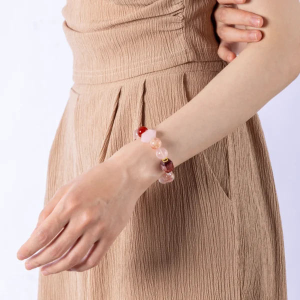 Speak in Rosé Crystal Energy Bracelet – Rose Quartz & Red Aventurine for Emotional Healing