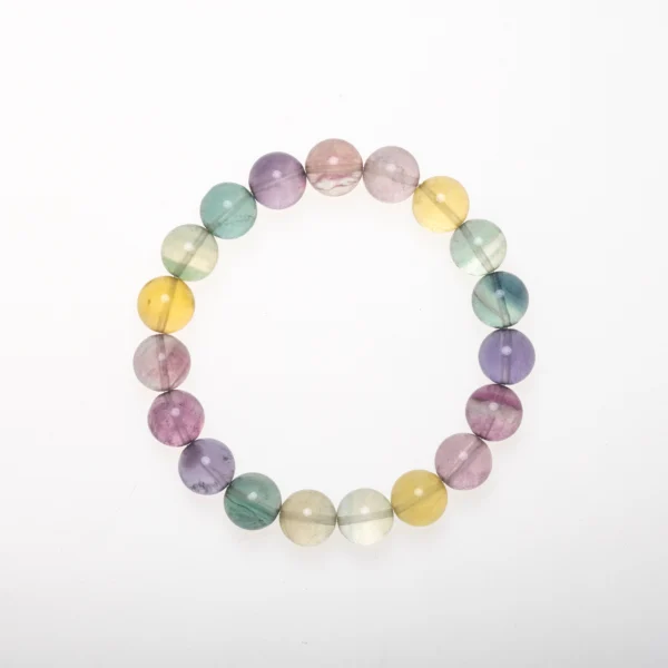 Fluorite Healing Bracelet with Rainbow-Colored Beads for Emotional Balance