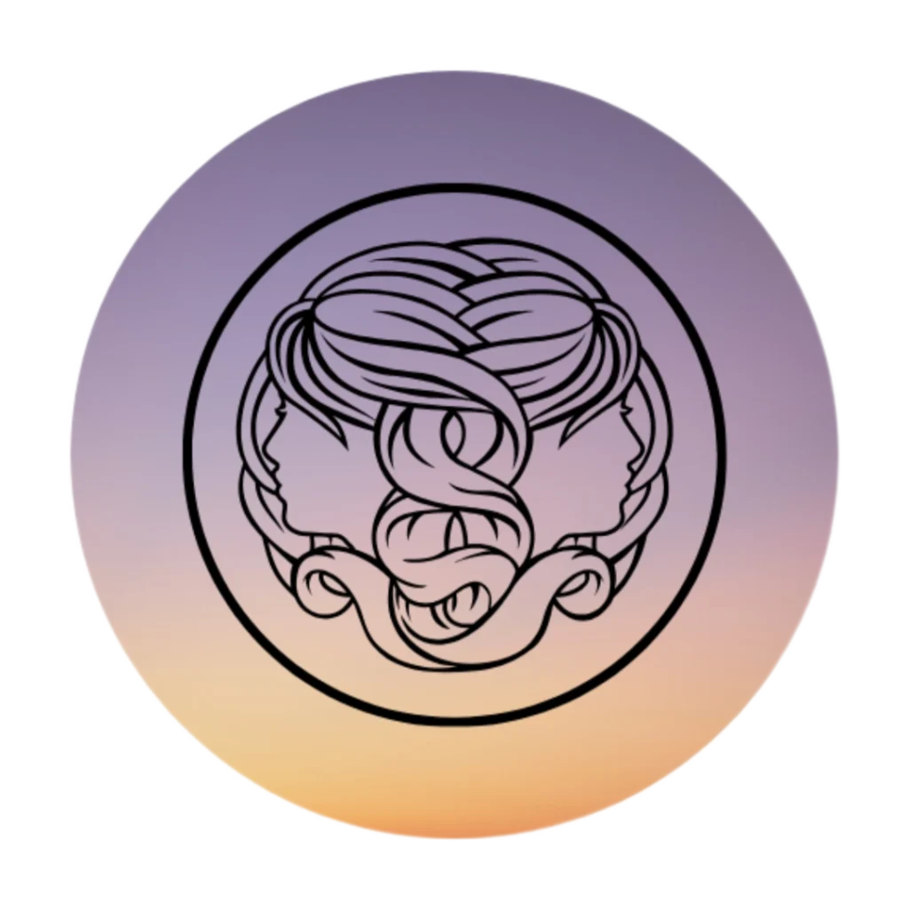 Gemini zodiac sign illustration for communication, adaptability, and curiosity – Dare to Mystic