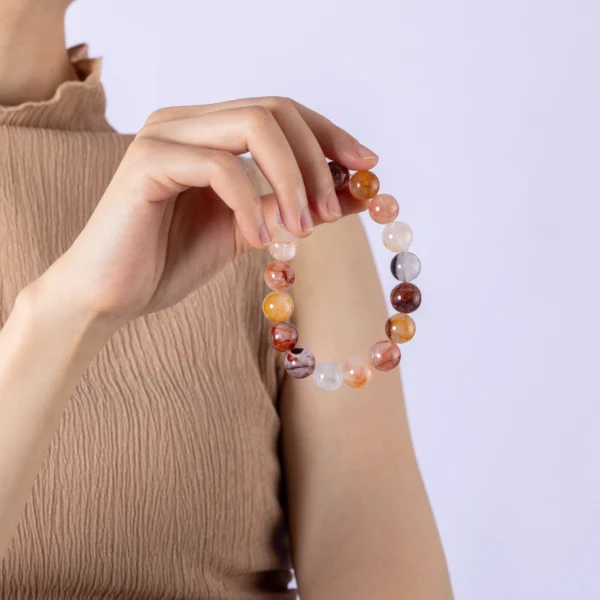 Red Rutilated Quartz Bracelet with fiery needle-like inclusions | Dare to Mystic