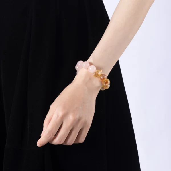 Rose Quartz Bracelet – A beautiful bracelet made with Rose Quartz crystals, known for their healing properties and ability to promote love, peace, and emotional healing.