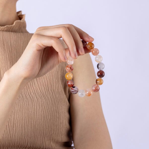 Red Rutilated Quartz Bracelet with fiery needle-like inclusions | Dare to Mystic